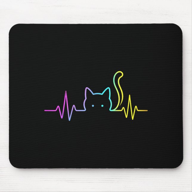 Rainbow cat heartbeat  mouse mat (Front)