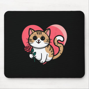 Rainbow Cat Hugging Heart Cute Valentine Graphic D Mouse Mat