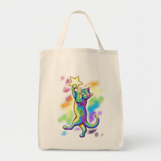 Rainbow Cat in Space by Carrie Michael Tote Bag