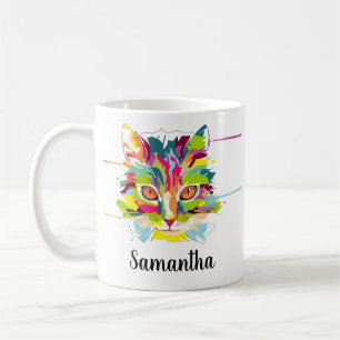 Rainbow Cat Lover Custom Name Coffee Mug