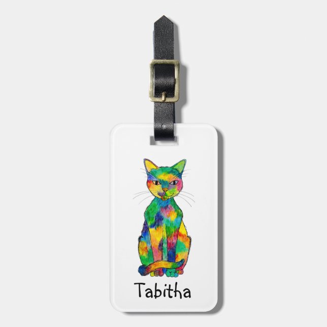 Rainbow Cat Luggage Tag (Front Vertical)