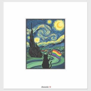 Rainbow Cat Night Landscape Vector Shirt Design_1