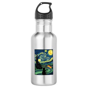 Rainbow Cat Night Landscape Vector Shirt Design_1 532 Ml Water Bottle