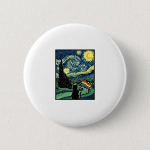 Rainbow Cat Night Landscape Vector Shirt Design_1 6 Cm Round Badge