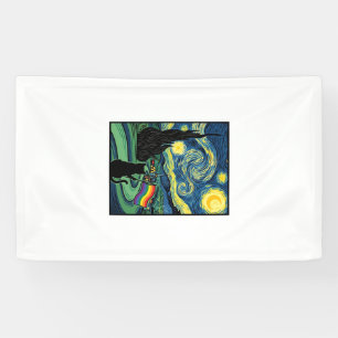 Rainbow Cat Night Landscape Vector Shirt Design_1 Banner