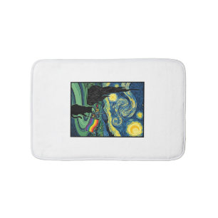 Rainbow Cat Night Landscape Vector Shirt Design_1 Bath Mat