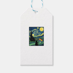 Rainbow Cat Night Landscape Vector Shirt Design_1 Gift Tags