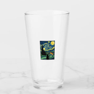 Rainbow Cat Night Landscape Vector Shirt Design_1 Glass