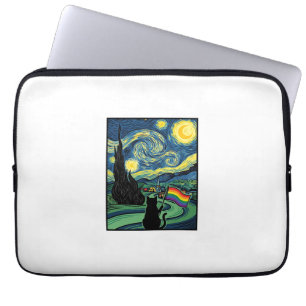 Rainbow Cat Night Landscape Vector Shirt Design_1 Laptop Sleeve