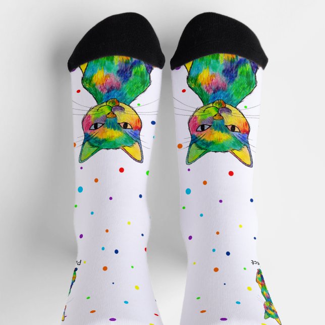 Rainbow Cat Purrfect Spotty Crew Socks (Top)