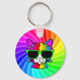 Rainbow Cat Twirl Key Ring