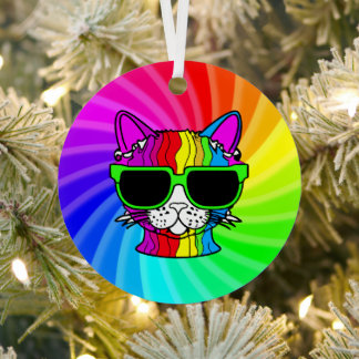 Rainbow Cat Twirl Metal Tree Decoration
