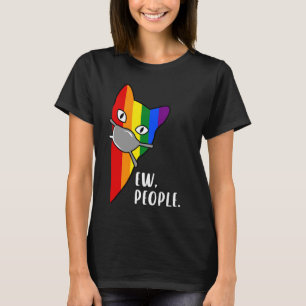 Rainbow Cat with Mask Ew People Funny LGBTQ+ Pride T-Shirt
