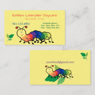 Rainbow Caterpillar Daycare Business Cards