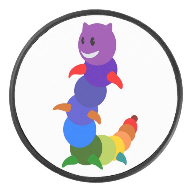 RAINBOW CATERPILLAR HOCKEY PUCK (Front)