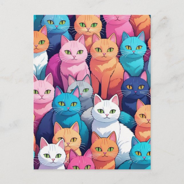 Rainbow Cats, Postcrossing Postcard (Front)