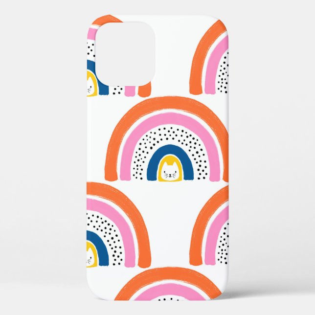 Rainbow cats seamless kids pattern. Cute hand draw Case-Mate iPhone Case (Back)