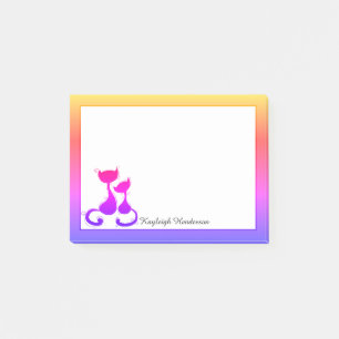 Rainbow Cats Silhouette Personalised Post-it Notes