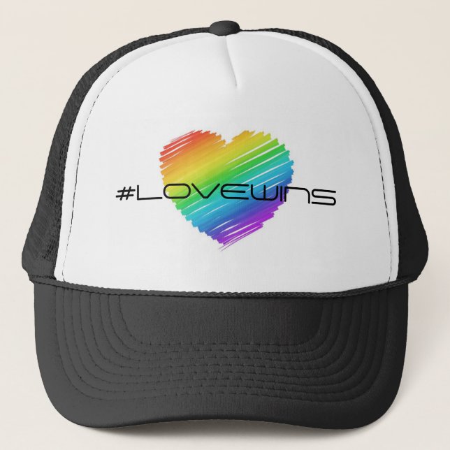 Rainbow Celebrate Love Wins Equality Love Trucker Hat (Front)