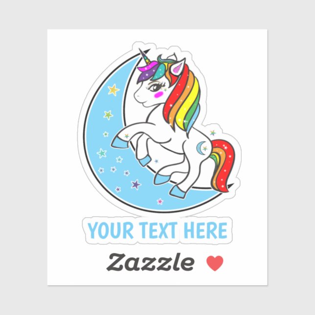 Rainbow Celestial Blue Moon & Stars Unicorn (Sheet)