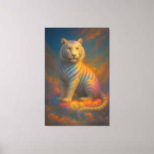 Rainbow Celestial White Tiger – Divine Cloudlight Canvas Print