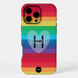 Rainbow Cell Phone Case with Heart and Name HAMbWG