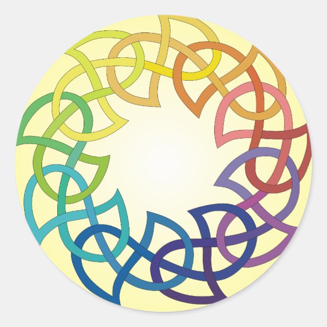 Rainbow Celtic Knot Classic Round Sticker (Front)