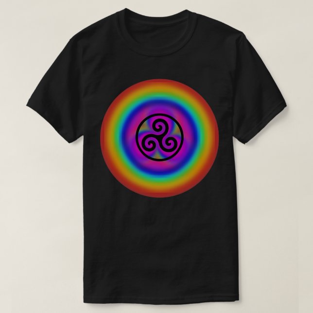 Rainbow Celtic Triple Spiral T-Shirt (Design Front)