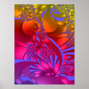 Rainbow Chakra Floral Fractal Bloom Poster