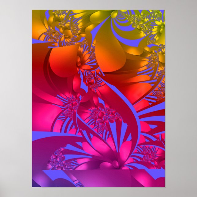 Rainbow Chakra Floral Fractal Bloom Poster (Front)