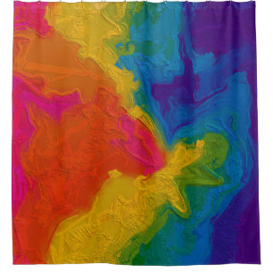 Rainbow Chalk Gradient Swirls Shower Curtain