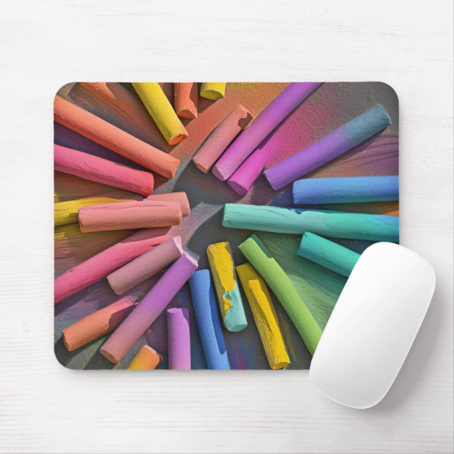 Rainbow Chalk Pieces Mouse Mat (With Mouse)