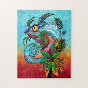 Rainbow Chameleon Jigsaw Puzzle