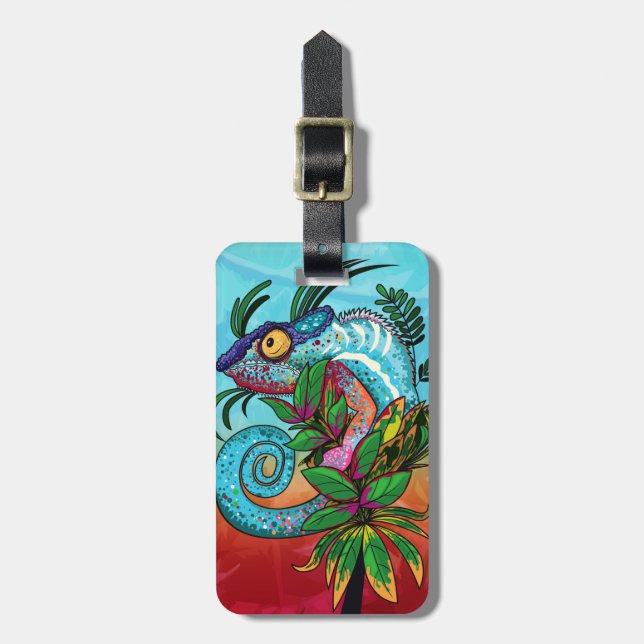 Rainbow Chameleon Luggage Tag (Front Vertical)