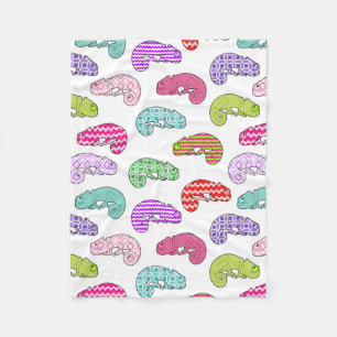 Rainbow Chameleon Pattern Fleece Blanket