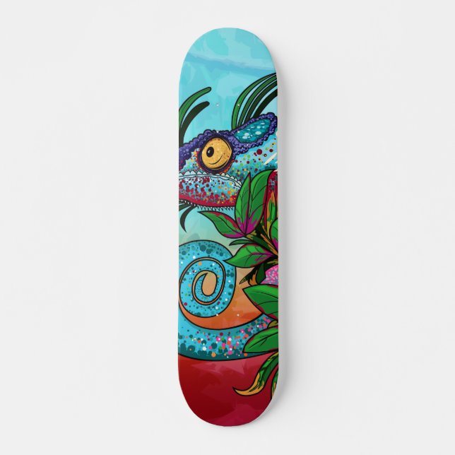 Rainbow Chameleon Skateboard (Front)