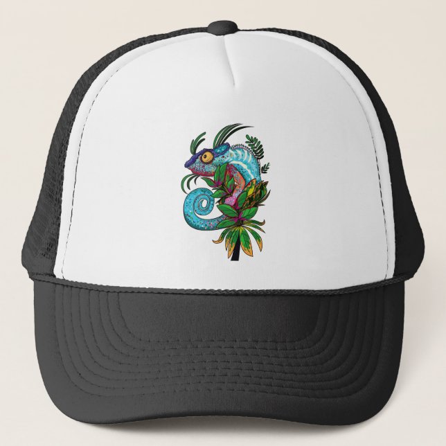 Rainbow Chameleon Trucker Hat (Front)