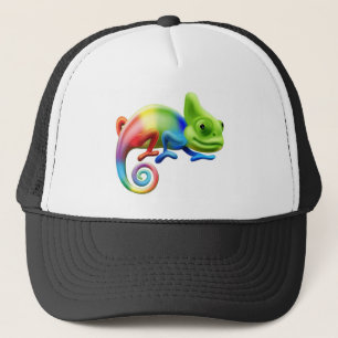 Rainbow chameleon trucker hat