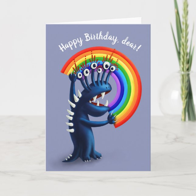 Rainbow character cute birthday card (Front)