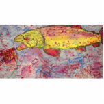 rainbow chasing fly photo sculpture decoration<br><div class="desc">shows colourful rainbow trout chasing a fly from original painting !</div>