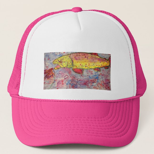 rainbow chasing fly trucker hat (Front)