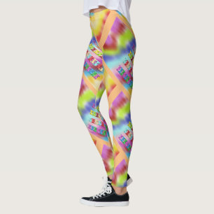 Rainbow check patterned shimmer for Ladies Leggings