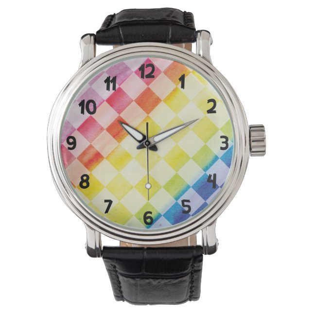 Rainbow Checkers Watch (w/Numbers) (Front)