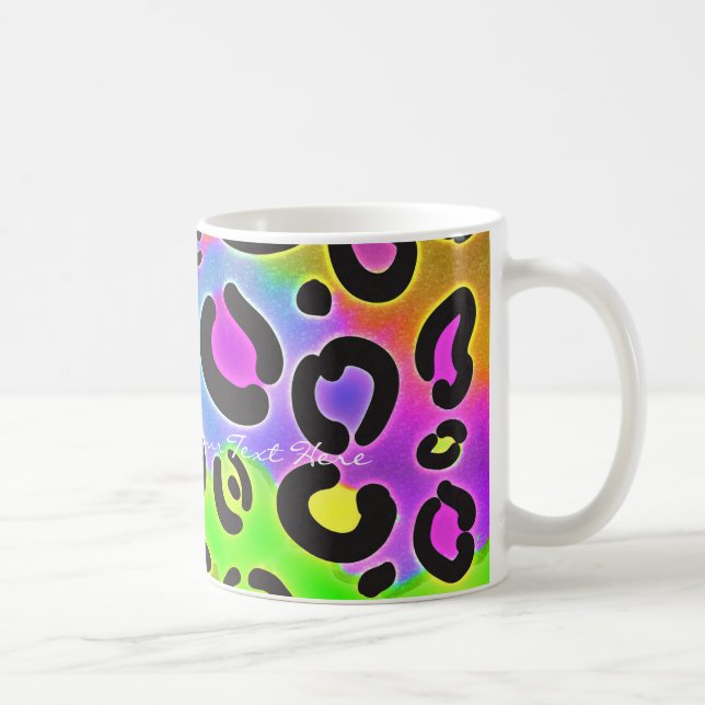 Rainbow Cheetah Leopard Colour Glamour Coffee Mug (Right)