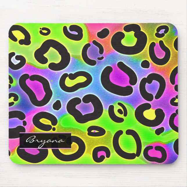 Rainbow Cheetah Leopard Computer Mouse Pad (Front)