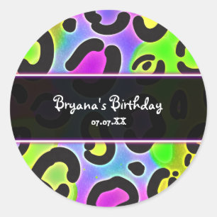 Rainbow Cheetah Leopard Print Party Stickers