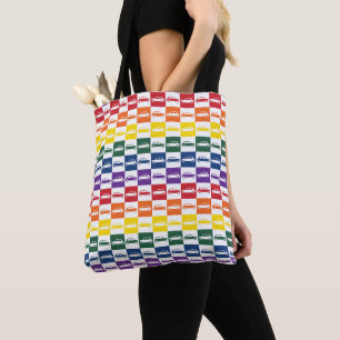 Rainbow Chequerboard Mini Cooper Tote Bag