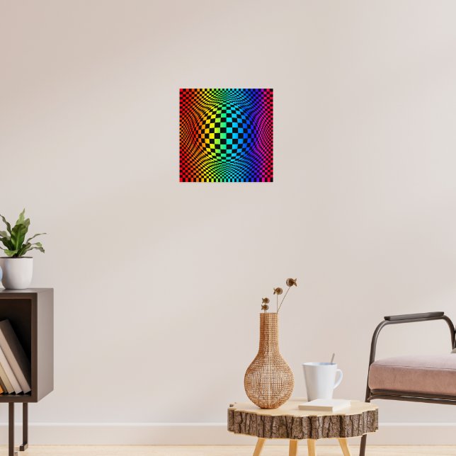Rainbow Chequerboard Warp Poster (Living Room 3)