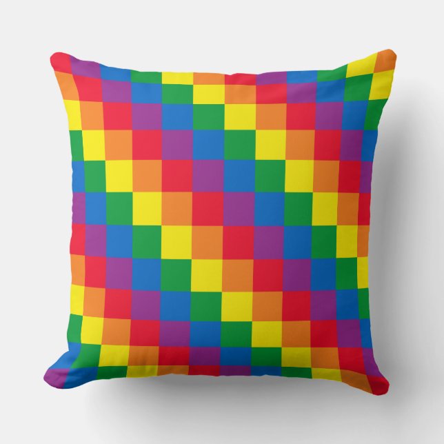 Rainbow Chequered Cushion (Front)