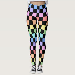 Rainbow Chequered Pattern Leggings